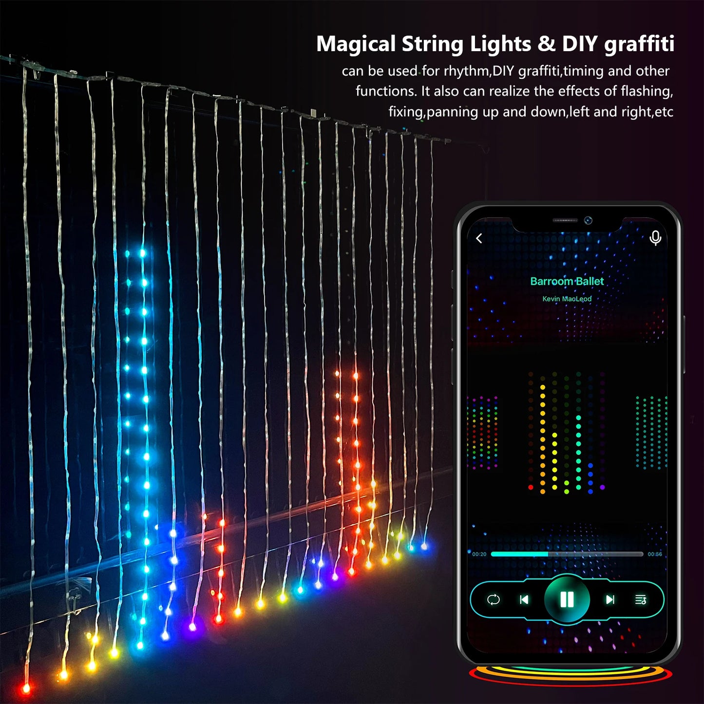 Smart LED Curtain String Light Bluetooth APP Control