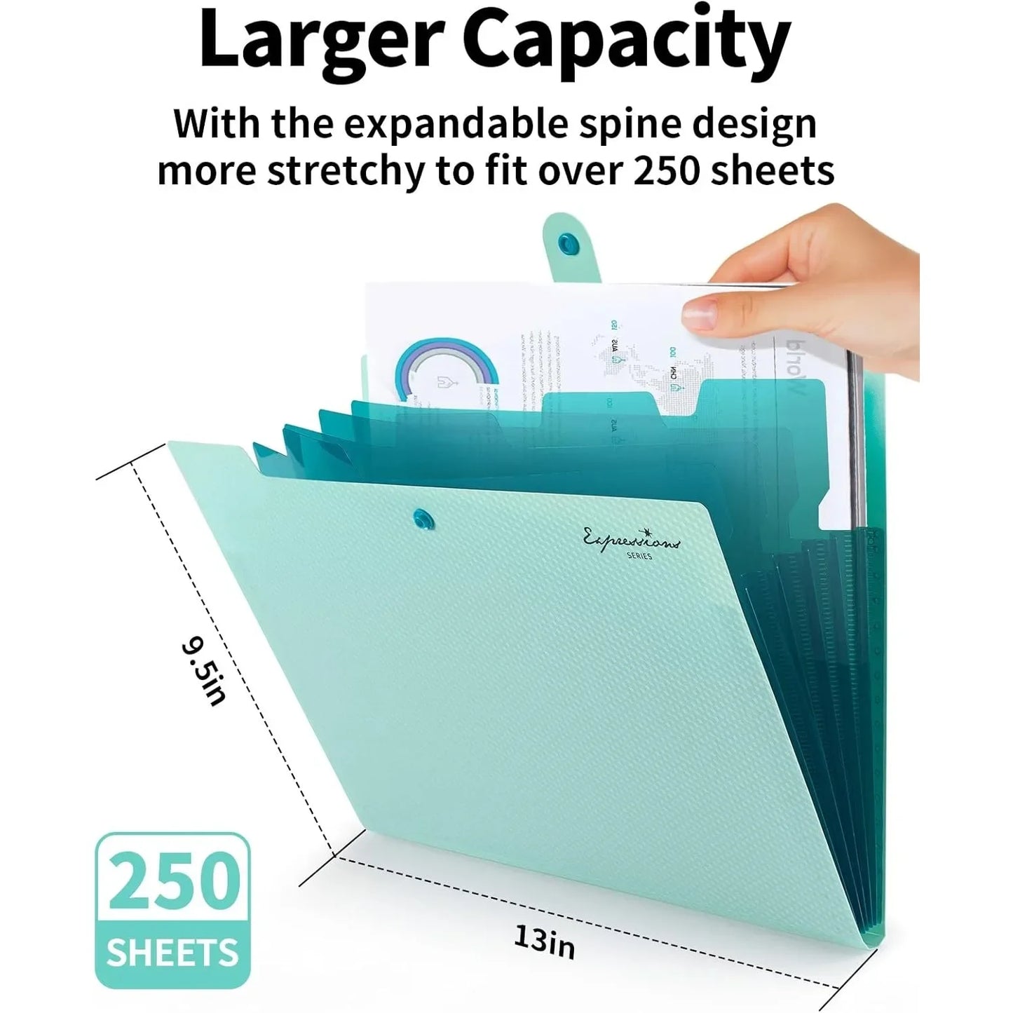 Expandable File Folder, with, 5 File Pockets,