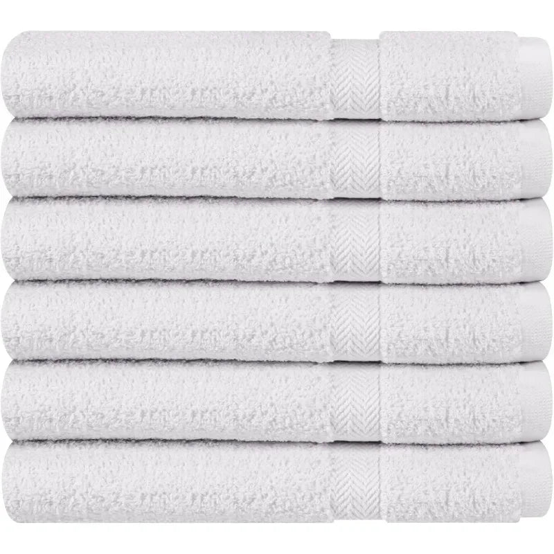 100% Cotton White 6 Pack Medium Bath Towel Set,