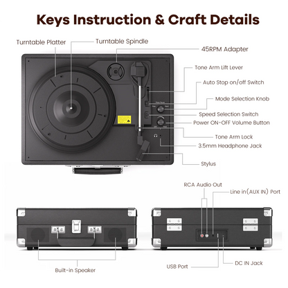 Record Player that plays 33/45/78RPM Vinyl records