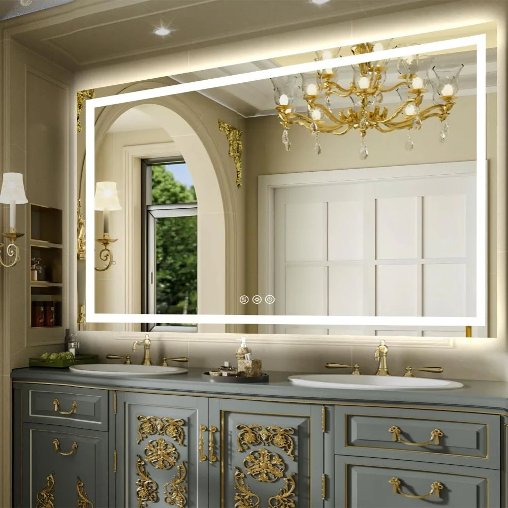 LED Bathroom Mirror with Back & Front Lights,