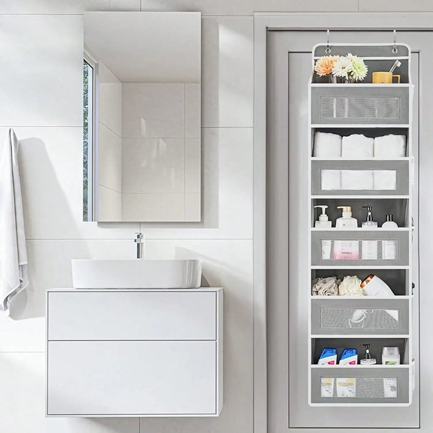 Large-Sized Over The Door Hanging Organizer with 5-Shelves and 5-Side Pockets