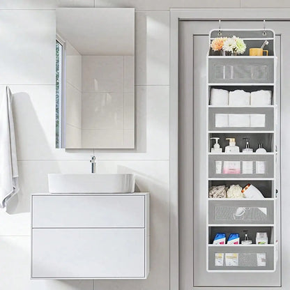 Large-Sized Over The Door Hanging Organizer with 5-Shelves and 5-Side Pockets
