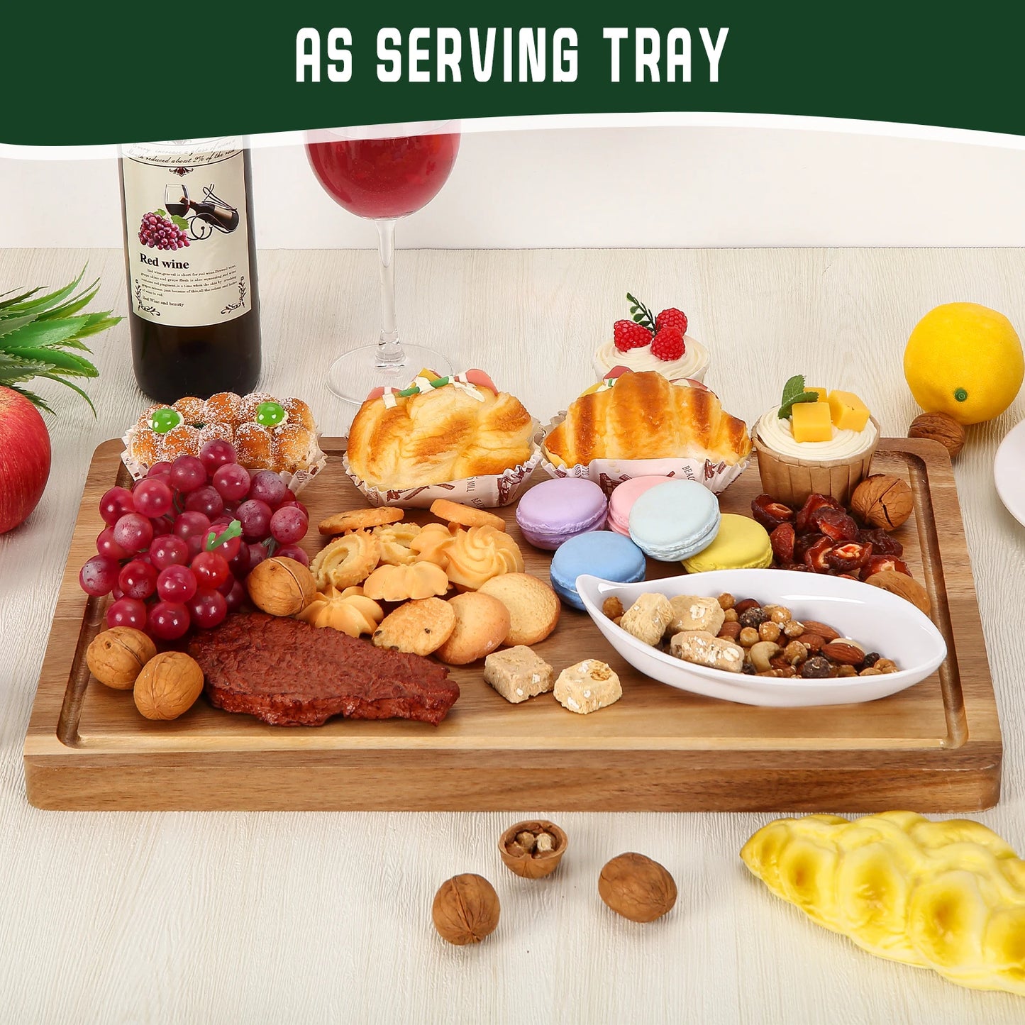 18" x 12" Large Acacia Cutting Boards for Kitchen.