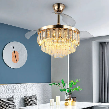Crystal Ceiling Fan With Light Remote Control