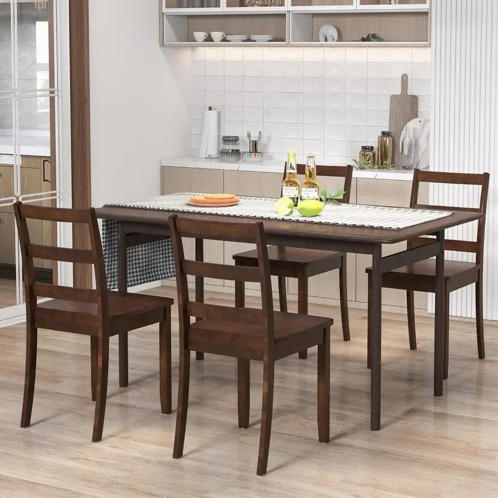 Dining Chairs Set of 4 Walnut- Wooden Armless Kitchen Chairs with Solid Rubber Wood Legs,