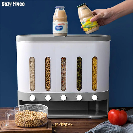 Wall Mounted 5-Grid Dry Food Dispenser.