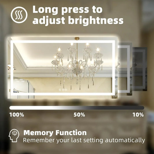 LED Bathroom Mirror with Back & Front Lights,
