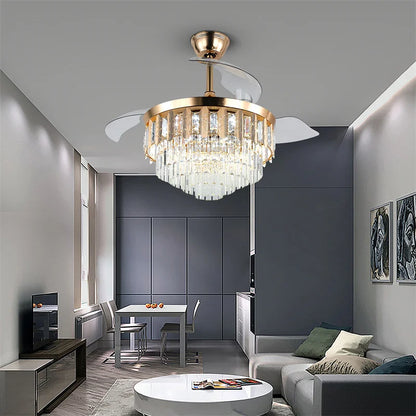 Crystal Ceiling Fan With Light Remote Control