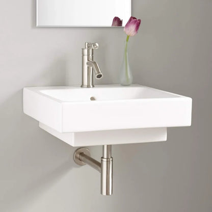 20" Vitreous China Wall Mounted Bathroom Sink with Single Faucet Hole