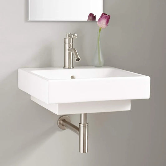 20" Vitreous China Wall Mounted Bathroom Sink with Single Faucet Hole