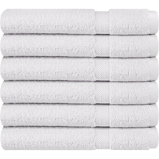 100% Cotton White 6 Pack Medium Bath Towel Set,