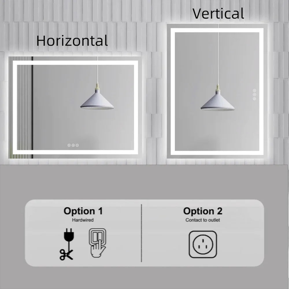 LED Bathroom Mirror with Back & Front Lights,