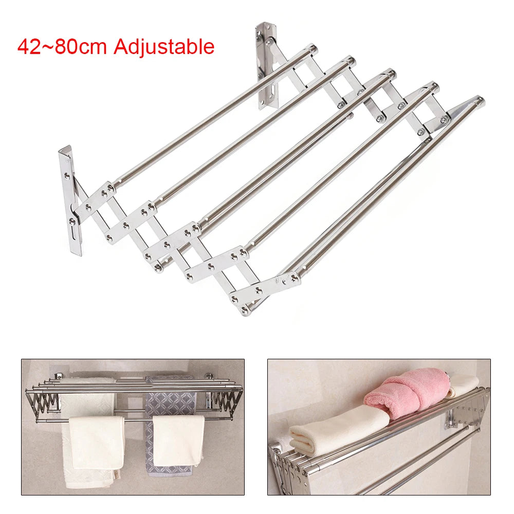 Retractable Adjustable Towel Rail Rack Holder Wall Mounted Socks Drying Rack Laundry Hanger