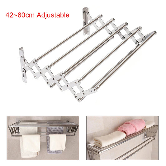 Retractable Adjustable Towel Rail Rack Holder Wall Mounted Socks Drying Rack Laundry Hanger