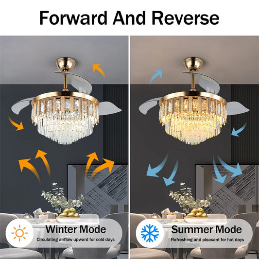 Crystal Ceiling Fan With Light Remote Control