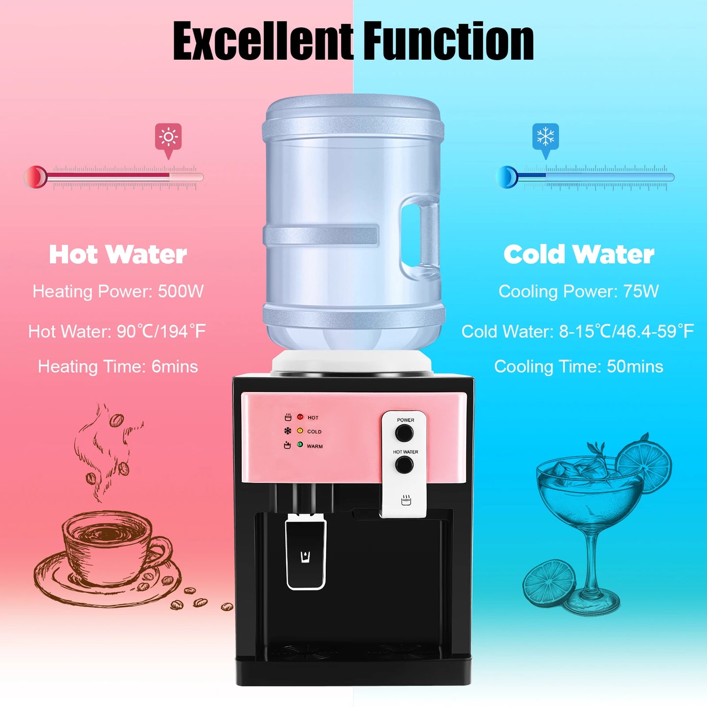 Electric Hot and Cold Water Cooler Dispenser