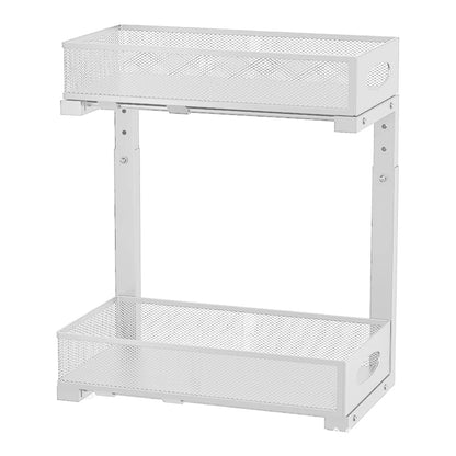 2 Tier Adjustable Height Under Sink Organizer with Sliding Drawer