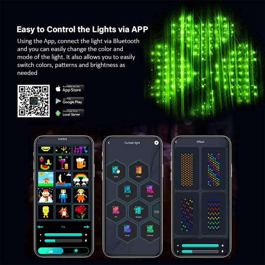 Smart LED  Curtain String Light Bluetooth APP Control