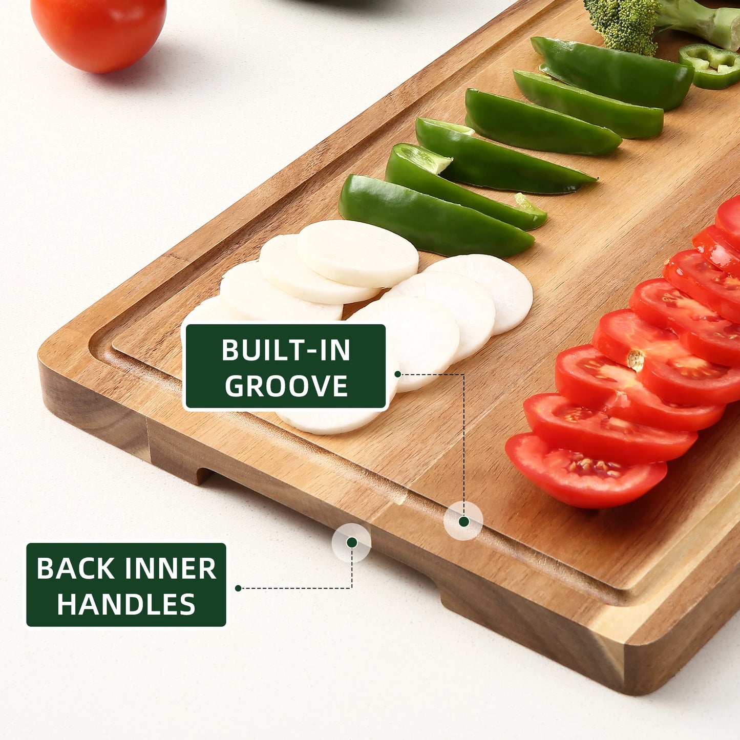 18" x 12" Large Acacia Cutting Boards for Kitchen.