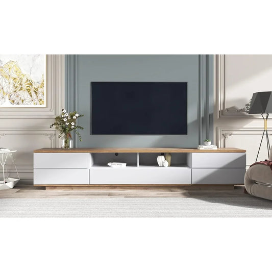 Wood Entertainment Center including Table for TVs Up to 80” .