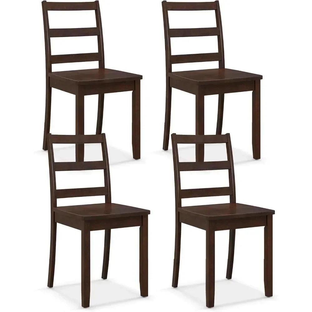 Dining Chairs Set of 4 Walnut- Wooden Armless Kitchen Chairs with Solid Rubber Wood Legs,