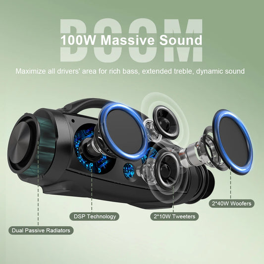 Portable Bluetooth Speaker with Powerful Stereo Sound