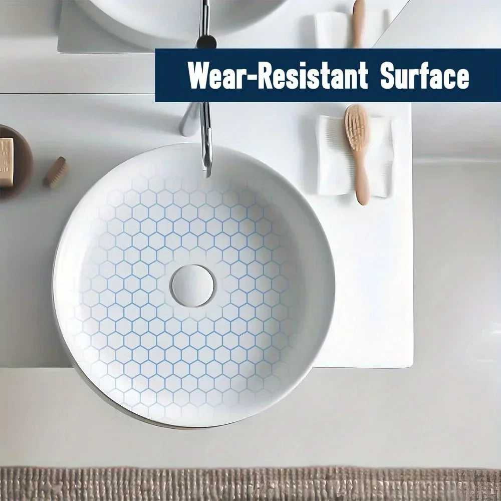14 inch White Ceramic Bathroom Sink Round Countertop Sink,