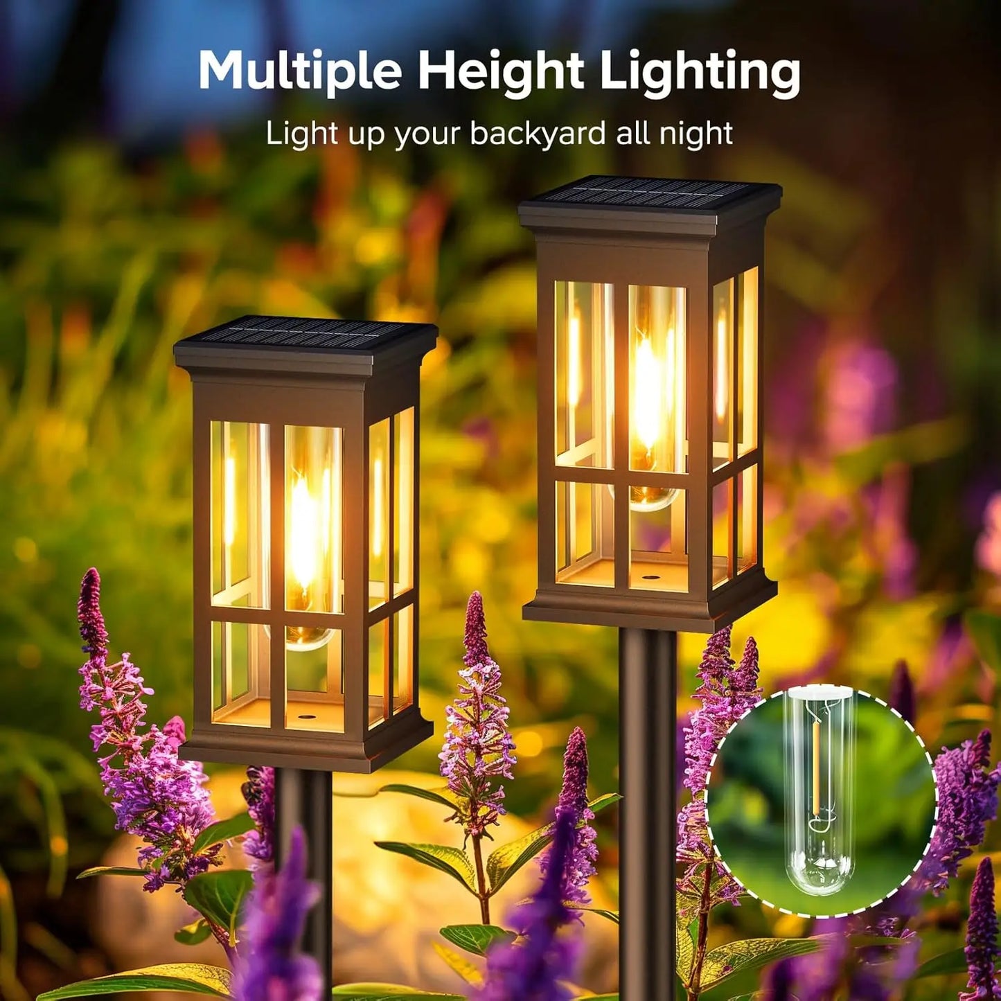 2/6/8 Pack Solar Pathway Lights - Super Bright Outdoor Solar Lights for Patio/Sidewalk