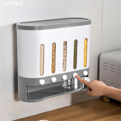 Wall Mounted 5-Grid Dry Food Dispenser.