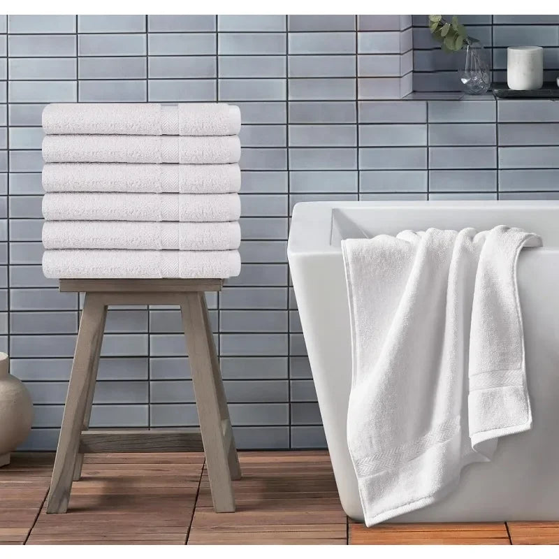 100% Cotton White 6 Pack Medium Bath Towel Set,